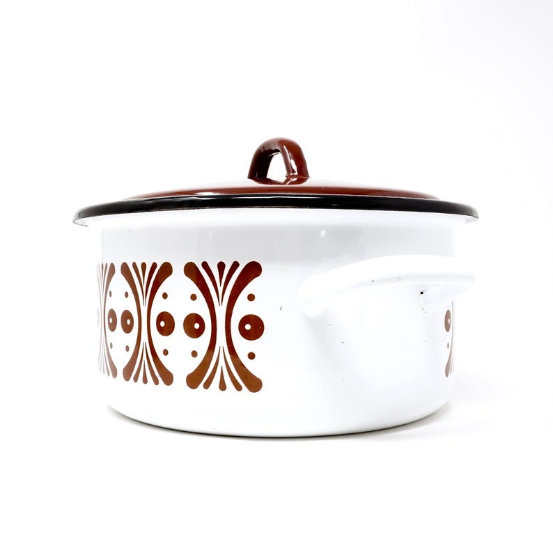 Vintage Enamel Cookware Polish Made Set Mid Century Design Etsy