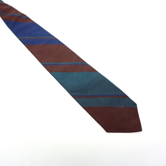 Vintage Tie Hunter Green Brown Blue Tie Diagonal Stripe Necktie Polo by Ralph Lauren Cotton Tie