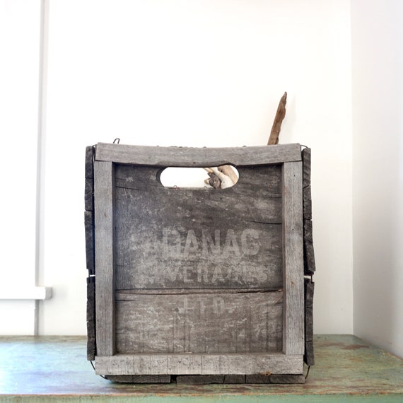 Vintage Adanac Beverages Crate Rare Older Wood Soda Crate Ginger Ale Canada Grey Distressed Weathered Wood 1950s