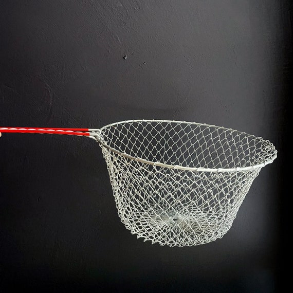 Vintage Collapsa Basket Colander Collapsible Wire Basket w/ Handle Food Strainer Boiling Frying Tool Red Handled Gadget Kitchen Mid Century