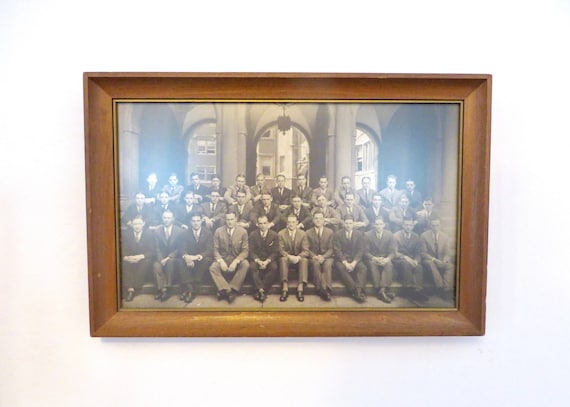Vintage Photograph 1920s Fraternity Photo Theta Delta Chi University of Pennsylvania Framed Group Pledges on UPENN Campus