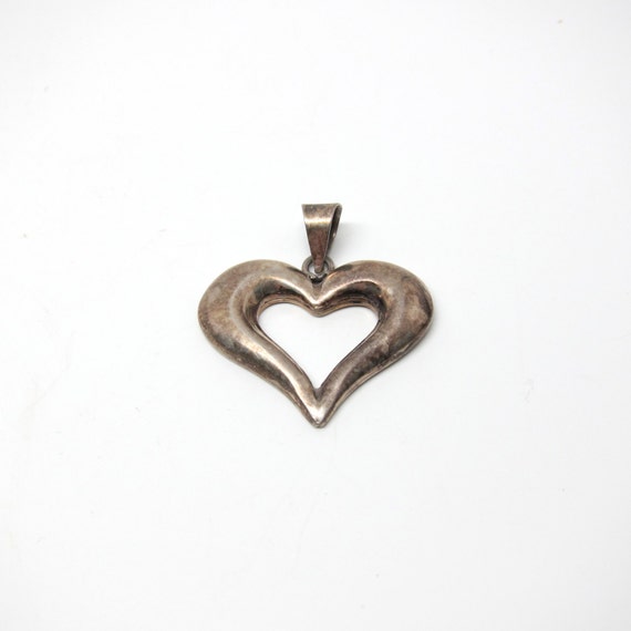 Vintage Heart Pendant Sterling Silver Open Heart 1980s