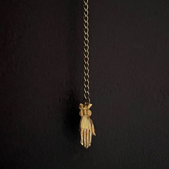 Vintage Hand Pendant Gold Toned Cast Metal Hand Victorian Revival Hand Necklace Georgian Jewelry Charm Meditation Hand Chain Has No Clasp