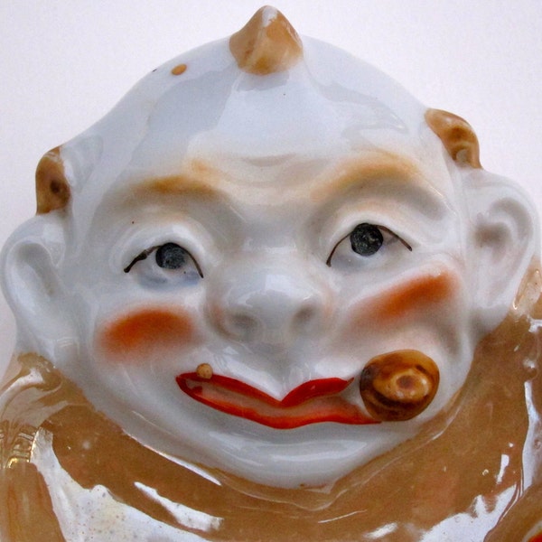 Vintage Ashtray Japan Lusterware Clown Head Cigar