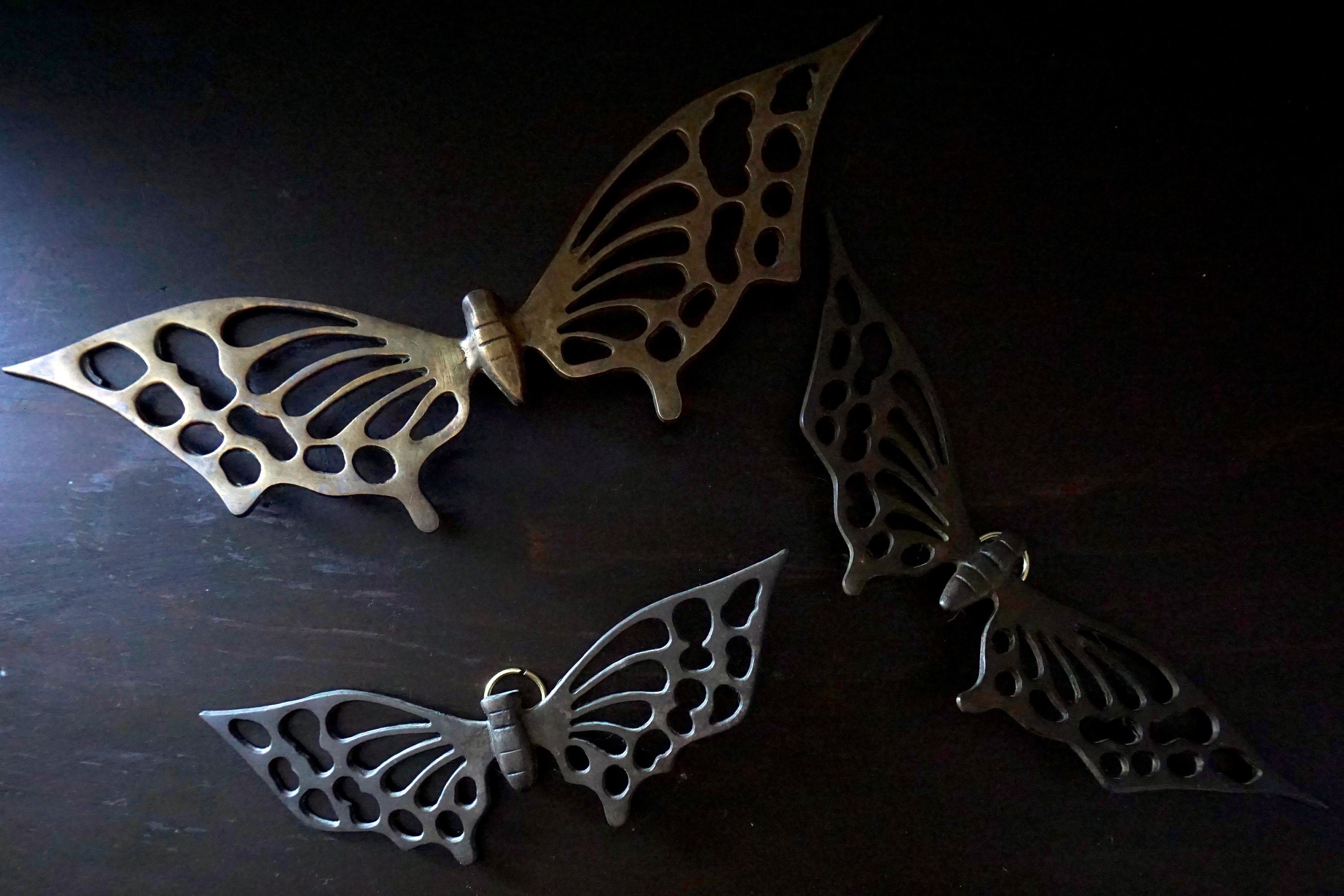 Vintage Set of 3 Brass Butterfly Wall Hangings