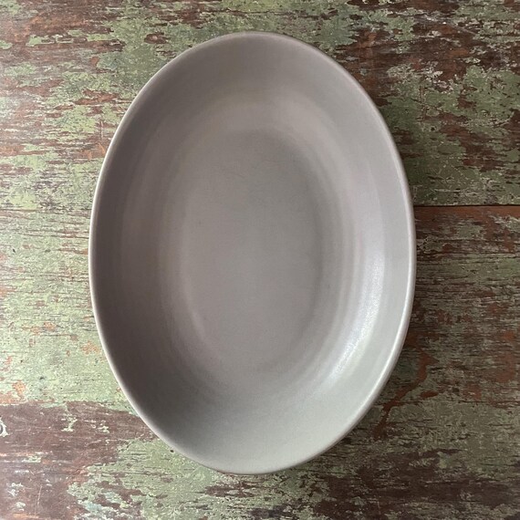 Vintage Oval Bowl with a Gray Matte Finish by Vertex
