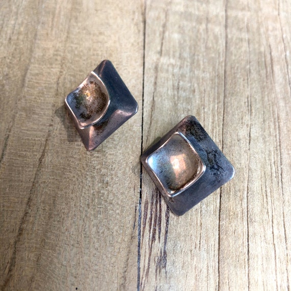 Vintage Earrings Silver Modernist Geometric Earri… - image 7