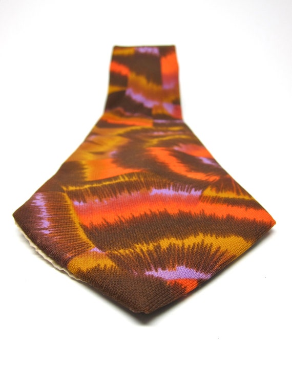 Vintage Tie Psychedelic Orange Purple Neck Tie Wi… - image 4
