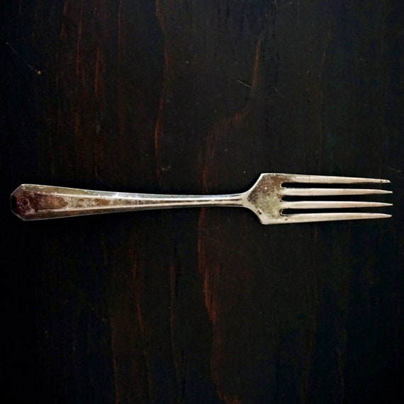 Antique Fork 1920s La France WM Rogers and Sons Silver Plate Salad Fork Ornate Handle Ernest T Beck Design Art Nouveau AA Silverware Utensil