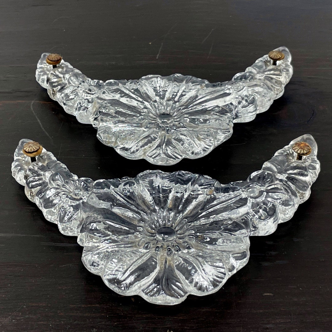 Vintage Glass Handles for Vanity Mirror Tray Set of 2 Pressed Etsy