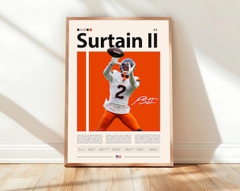 Patrick Surtain Poster, Denver Broncos Print, Poster, Sports Poster, Fans, Football Poster, Wall Art, Sports Bedroom Posters