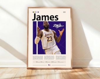 LeBron James Poster, Basketball Icon Wall Art, Athlete Print, Sports Decor, Man Cave Poster, Modern Artwork