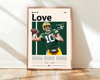 Jordan Love Poster, Baltimore Ravens Print, Poster, Sports Poster, Fans, Football Poster, Wall Art, Sports Bedroom Posters