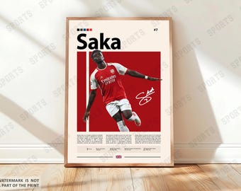 Bukayo Saka Poster, London Soccer Poster, Sports Poster, Soccer Fans, Soccer Wall Art, Sports Bedroom Posters