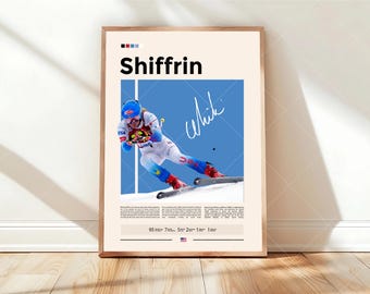 Affiche Shiffrin, affiche de ski, cadeaux ski, affiche de sport, oeuvre d'art murale de ski, affiches de chambre de sport