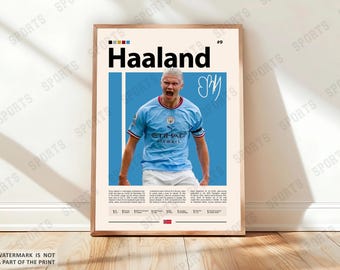 Erling Haaland Poster, Norwegian Soccer Poster, Sports Poster, Soccer Fans, Soccer Wall Art, Sports Bedroom Posters
