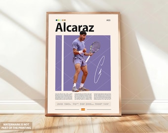 Affiche Carlos Alcaraz, Affiche de joueur de tennis, Affiche de sport, Fans de tennis, Art mural tennis, Posters de chambre de sport
