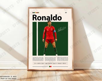 Cristiano Ronaldo Poster, Portuguese Soccer Poster, Sports Poster, Soccer Fans, Soccer Wall Art, Sports Bedroom Posters