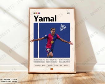 Lamine Yamal Poster, Barcelona Soccer Poster, Sports Poster, Soccer Fans, Soccer Wall Art, Sports Bedroom Posters