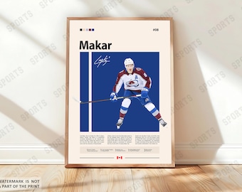 Cale Makar Poster, Colorado Hockey Poster, Sports Poster, Hockey Fans, Hockey Wall Art, Sports Bedroom Posters