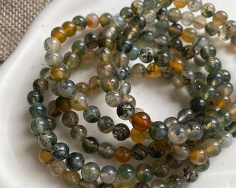 Moss Agate & Carnelian 6mm • Custom Made Sizing