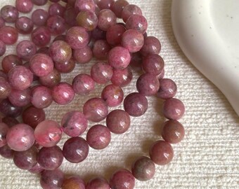 Rhodonite 9mm - 10mm Crystal Bracelet • Custom Made Sizing