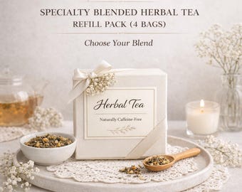 6 Specialty Blended Tea Bags | Herbal Tea Refill | Choose Your Blend | Wellness Ritual Add-On | Calm, Focus, Energy, Sleep | Self Care