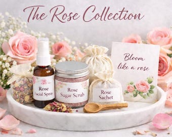 The Rose Collection | Organic Rose Facial Scrub & Mist Set | Botanical Skincare Gift Set | Self Care Spa Gift