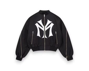 Newyork Zipper Black Bomber Unisex Jacket