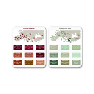 European Wine Origins Magnetic Sheet Set | Red & White Wine Regions Map | Kitchen Fridge Magnet | Wine Gift | 2-Sheet Set