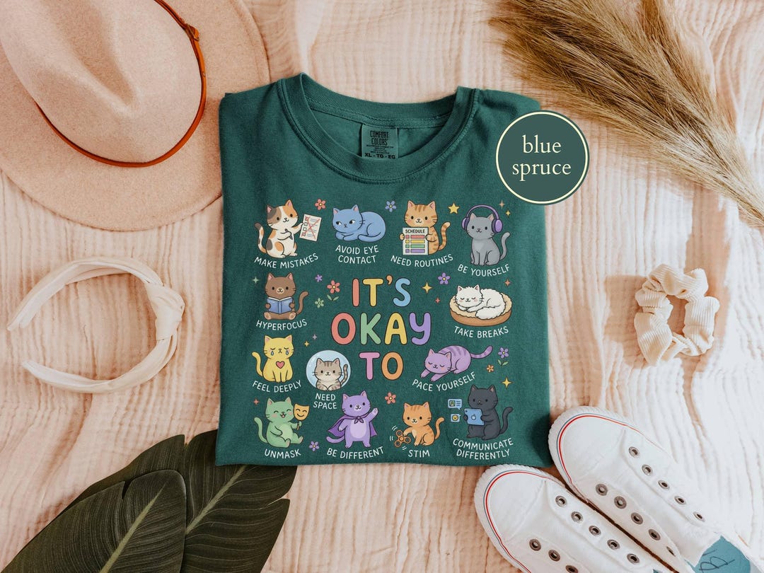 Comfort Colors® It's Okay To Be Different Shirt, Neurodivergent Gift, Autistic Cat Shirt, 
