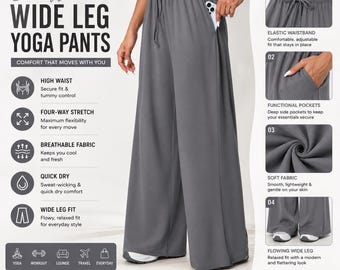 Wide Leg Palazzo Pants Women, Soft Flowy Trousers, Relaxed Lounge Bottoms, Boho Streetwear Gift