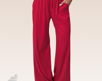 ワイドレッグパラッツォパンツ（レディース）、ソフトでゆったりとしたトラウザー、リラックス感のあるラウンジボトムス、ボヘミアンストリートウェアギフト