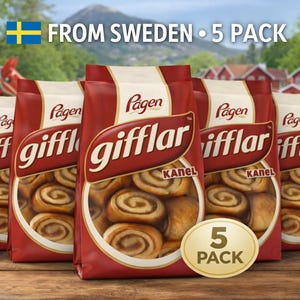 Pacote de 5 rolos de canela Gifflar suecos | Pågen Svenskt Fika Snack | Pastelaria SWE autêntica