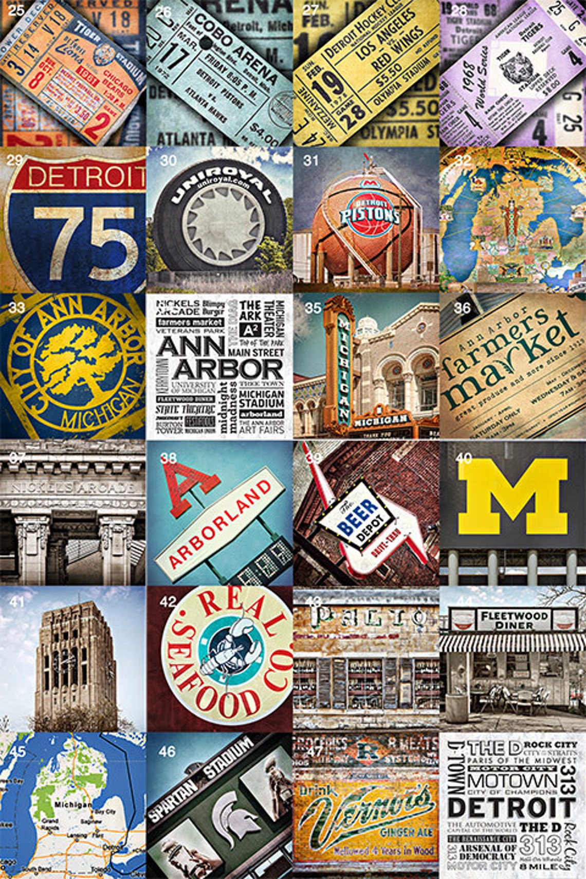 Set of 4 Mix or Match DETROIT Tumbled Stone Drink Coasters Etsy