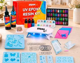 UV Resin Kit for Jewelry Making with UV Lamp, Silicone Molds, Glitter, Pigments, Dried Flowers & Tools, Resin Starter Kit