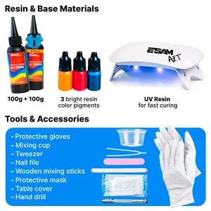 UV Resin Kit for Jewelry Making with UV Lamp, Silicone Molds, Glitter, Pigments, Dried Flowers & Tools, Resin Starter Kit image 5