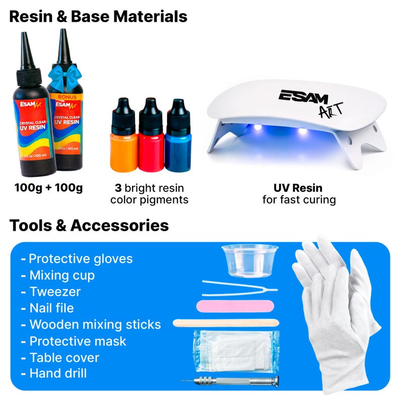 UV Resin Kit for Jewelry Making with UV Lamp, Silicone Molds, Glitter, Pigments, Dried Flowers & Tools, Resin Starter Kit image 5