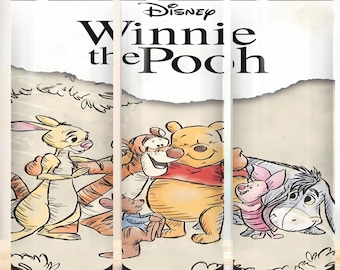 Winnie Pooh 20oz Skinny & Tapered Tumbler Sublimation Designs, Cartoon Pooh Tumbler Png, Winnie The Pooh Wrap, digital Download