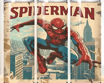 Spiderman Tumbler Wrap 20 OZ Action Hero Tumbler Sublimation Cartoon Character Tumbler Wrap Hero Tumbler Wrap Designs Kids Tumbler Wrap