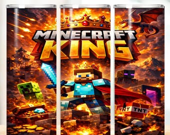 Minecraft Tumbler Wrap PNG Design, 20 oz Sublimation (Instant Download)