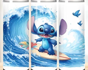 Stitch Tumbler Wrap, Stitch  Tumbler Png wrap, princess tumbler design, 20oz Skinny Tumbler Sublimation Design, cartoon tumbler wrap