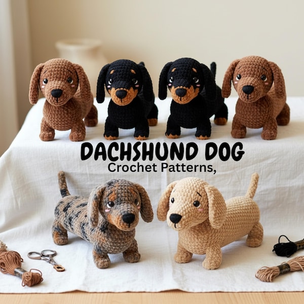 DachShund Dog Crochet Patterns, dachshund crochet pattern amigurumi, dachshund crochet pattern new pdf pattern, crochet pattern, dog crochet