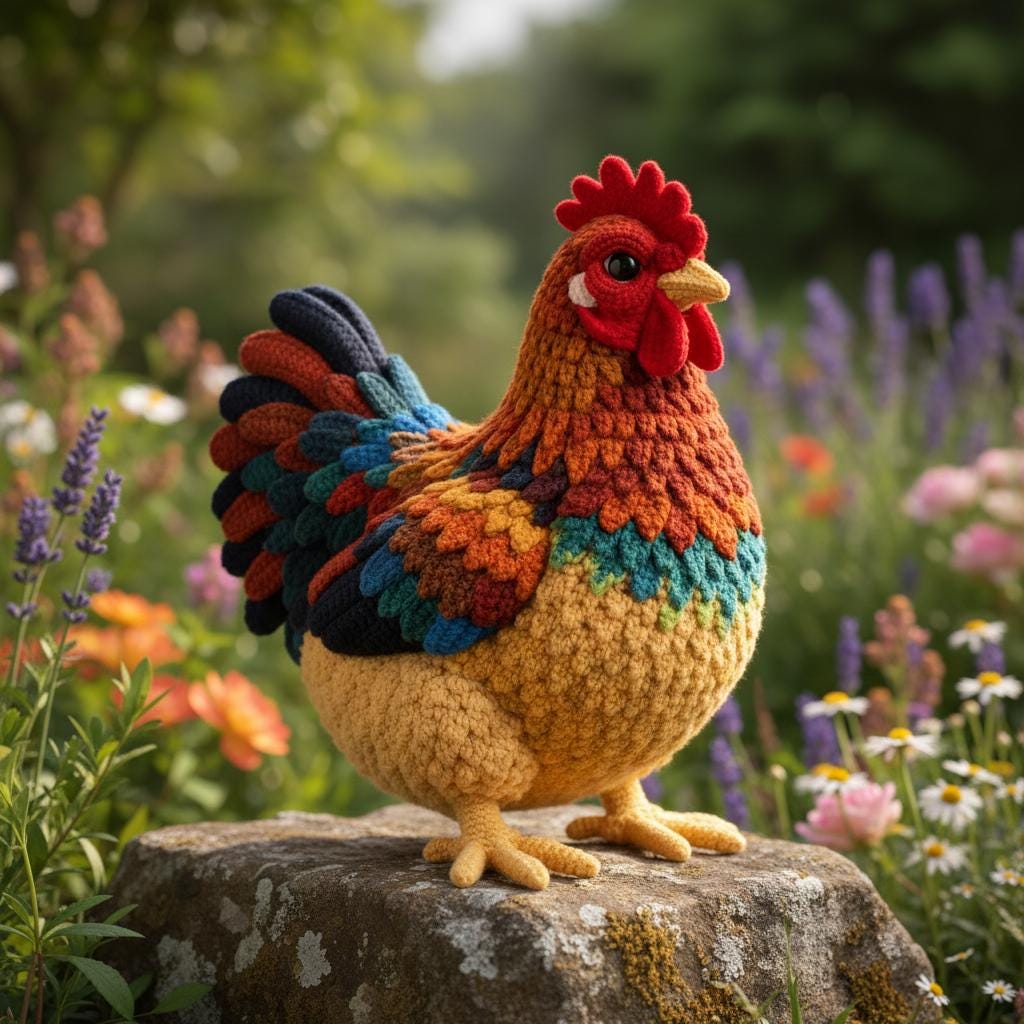 Rooster Patterns Realistic Rooster Pattern - Crochet Farmhouse Amigurumi Bird PDF ...