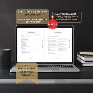 Executive Assistant workbook, Digital planner, Bundle 2 Digital Notebooks, Notes Taking, Daily & Work Productivity