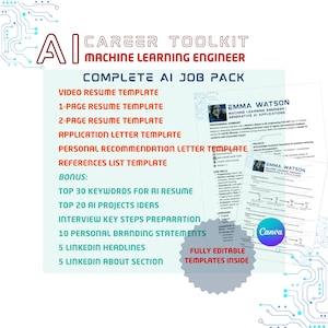 Modèles de CV pour ingénieur IA | Boîte à outils professionnelle en apprentissage automatique | Dossier de candidature pour un emploi technique