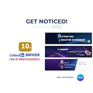 LinkedIn Banners, Digital workbook, AI Professionals, Boost Personal Brand & Visibility, Canva Templates