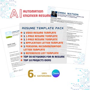 AI Automation Engineer Resume Template Pack – Canva Editable CV + Cover Letter