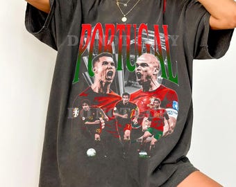 Comfort Colors Portugal Football Team Retro Graphic T-Shirt