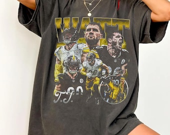 Comfort Colors TJ Watt Vintage 90s Football Bootleg Style T-Shirt | TJ Watt Graphic Tee | Retro Football Shirt